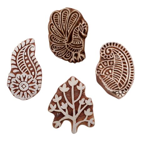 Set of 4 Piece New Mix Wooden Printing Blocks